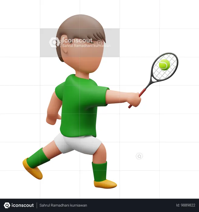 テニスをする少年  3D Icon