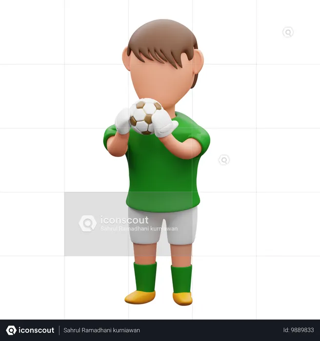 ボールを保持しているゴールキーパー  3D Icon