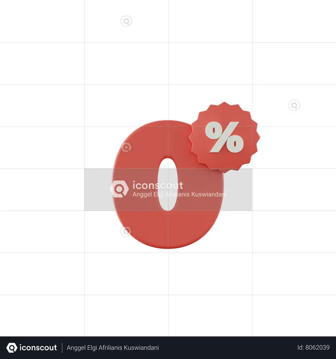 0 Percent Discount  3D Icon