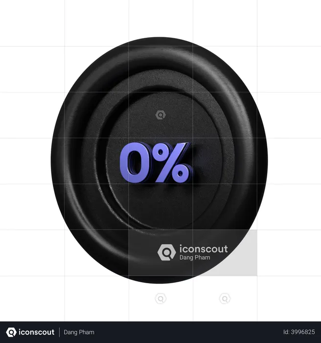 0 Percent Pie Chart  3D Illustration