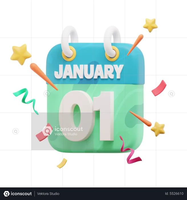 01 calendario de enero  3D Icon