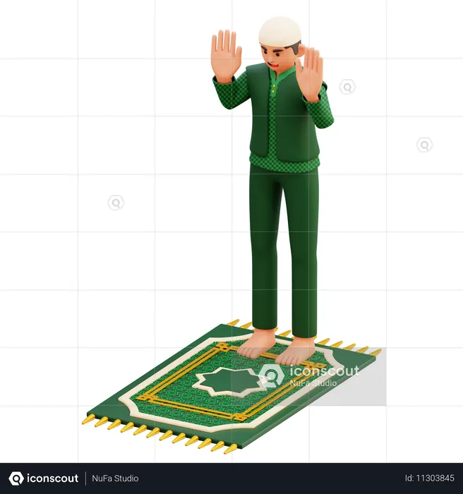 04 muslimischer Mann beim Beten  3D Illustration