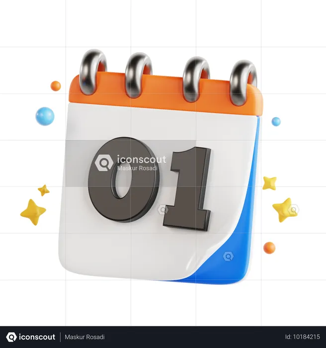 1 Date  3D Icon