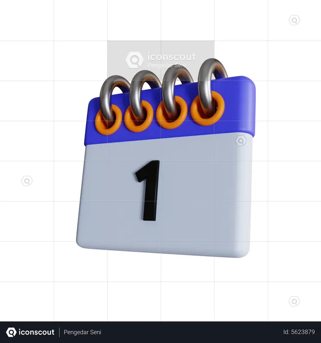 1 Date  3D Icon