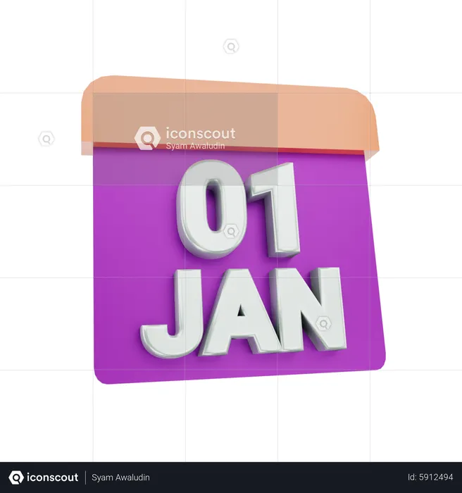 1 de enero  3D Icon