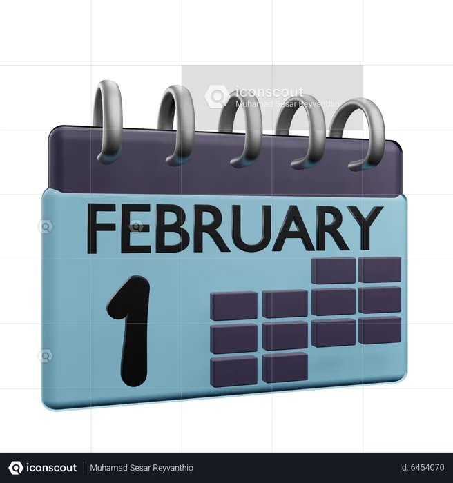 1. Februar Kalender  3D Icon