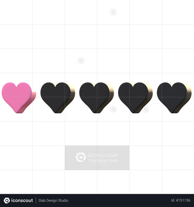 1 Heart Rating Emoji 3D Illustration