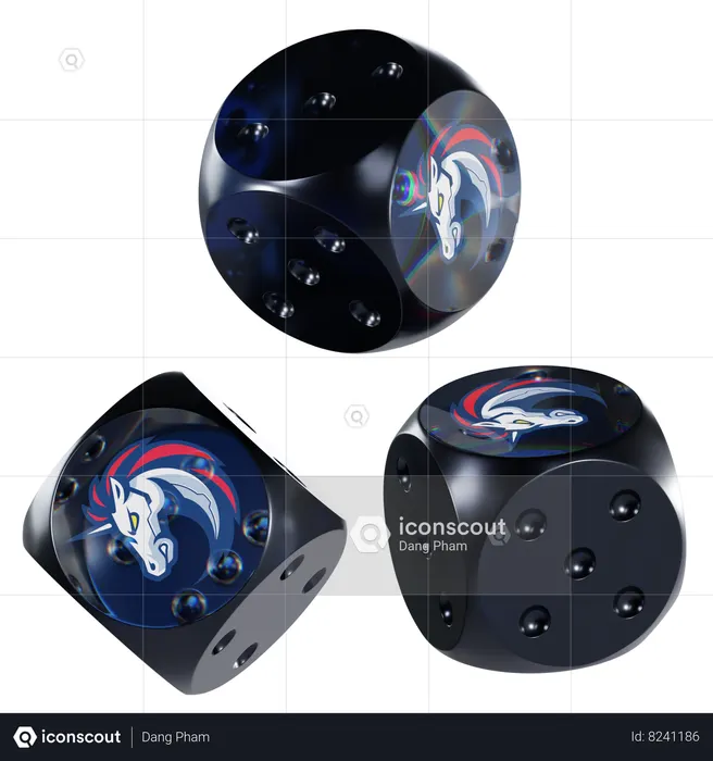 1 Inch Glass Dice Crypto  3D Icon