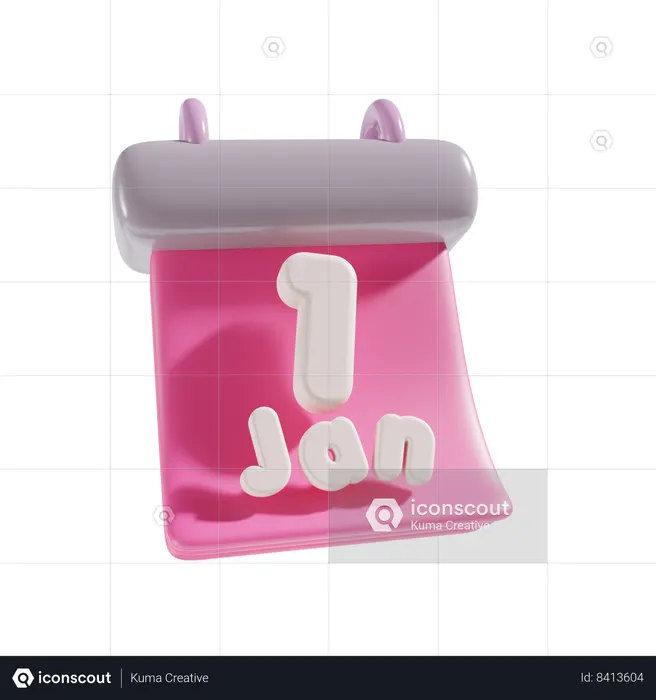 1 January  3D Icon