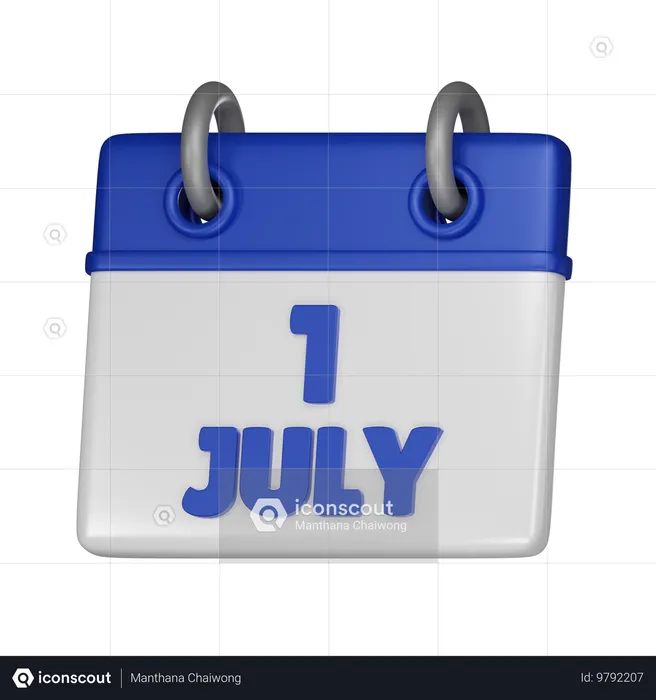 1 July  3D Icon