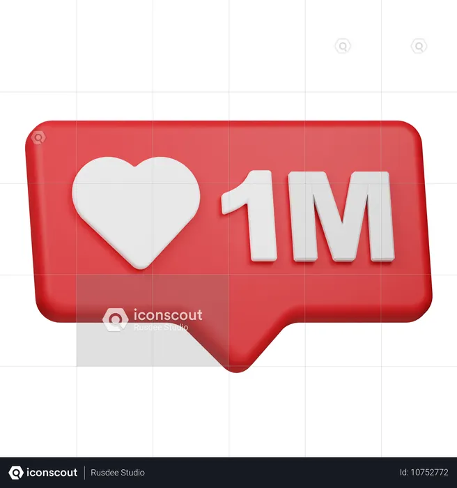 Benachrichtigung über 1 Mio. Likes  3D Icon