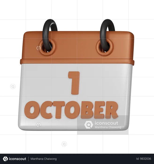 1 October  3D Icon