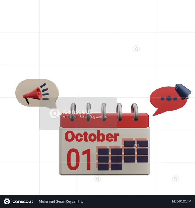 1 october  3D Icon