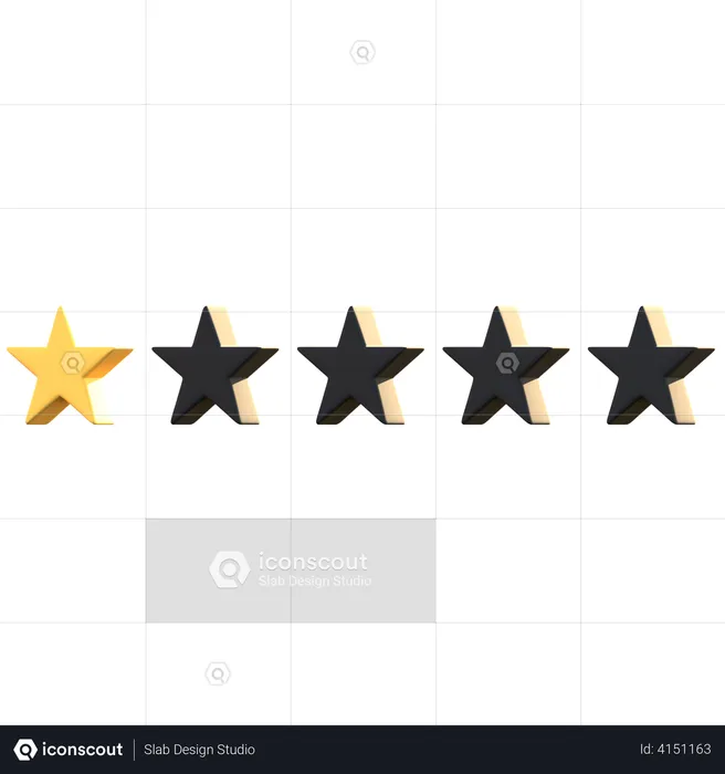 1 Star Rating Emoji 3D Illustration