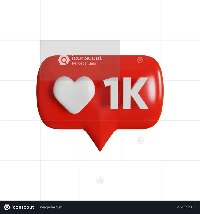 1 Thousand Likes Logo 3D Logo