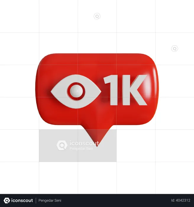 1 Thousand Views Logo 3D Logo