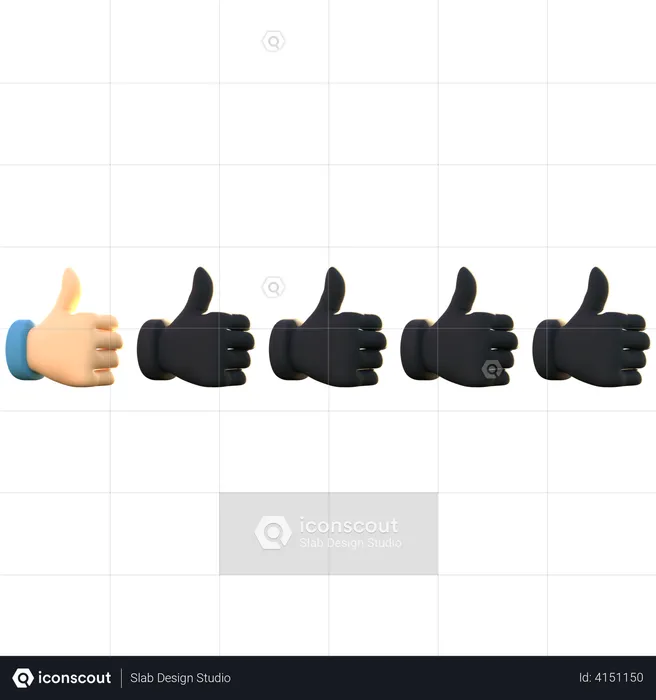 1 Thumb Rating Emoji 3D Illustration