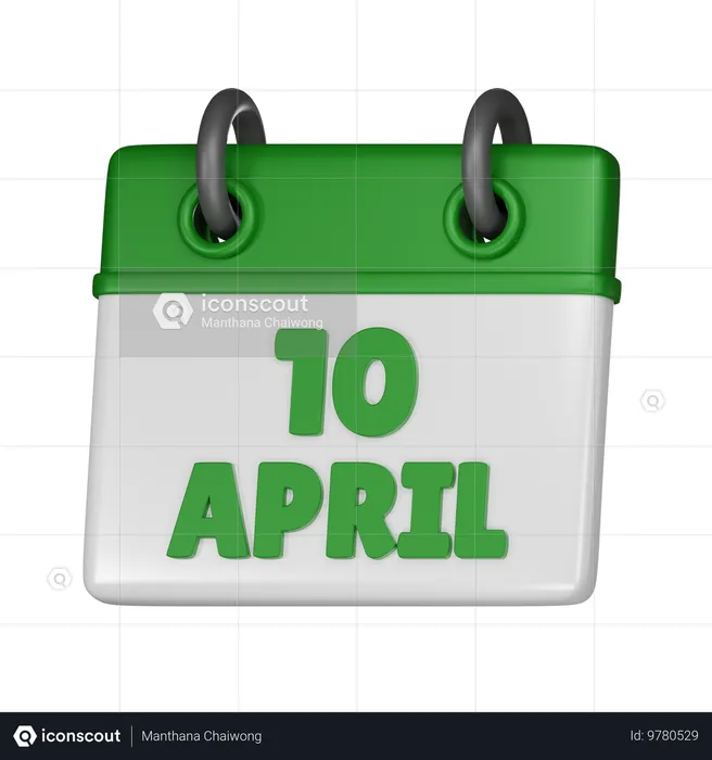 10 April  3D Icon