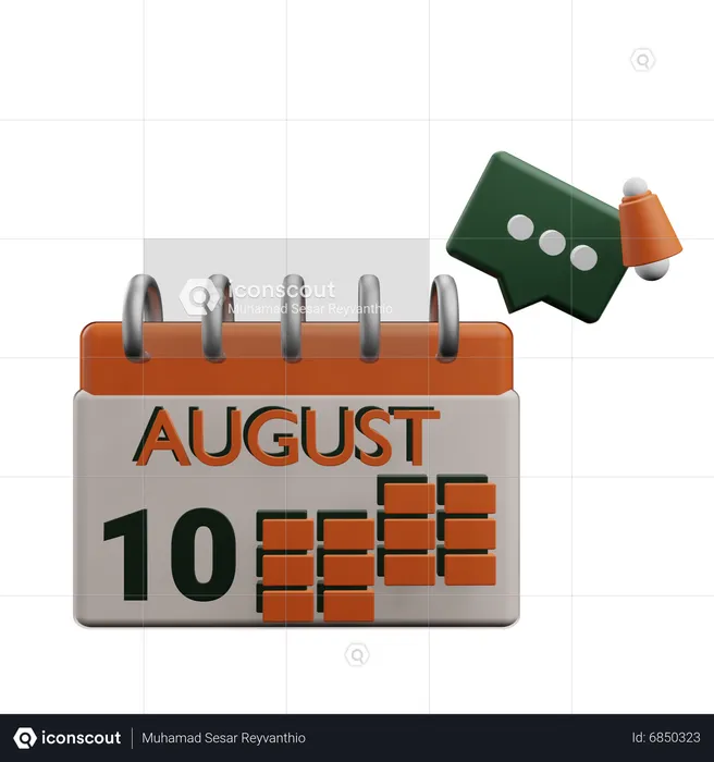 10 august  3D Icon