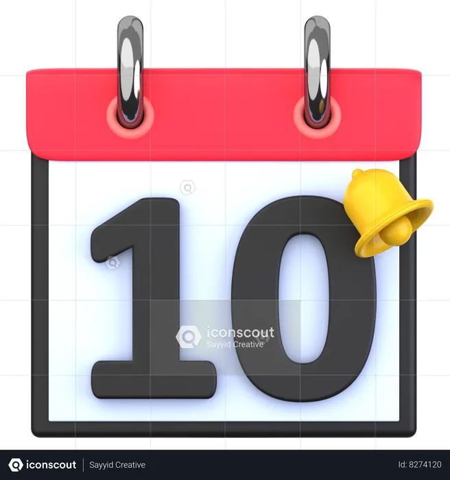 10 Date  3D Icon