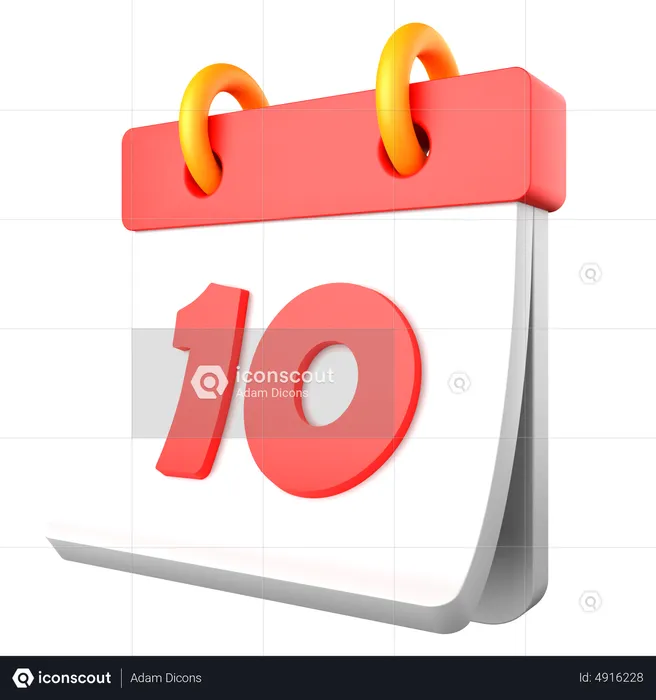 10 Date  3D Icon