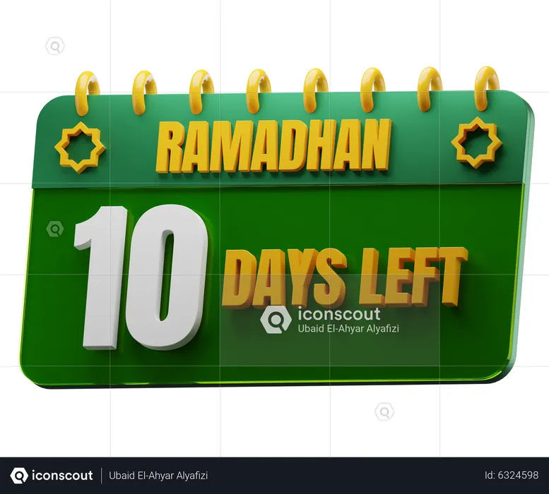 10 Days Left to Ramadan  3D Icon