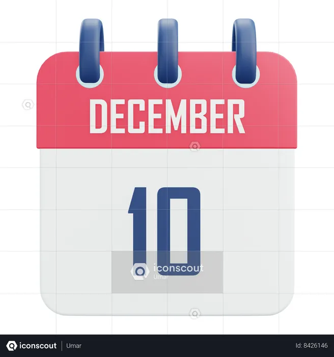 10 de diciembre  3D Icon