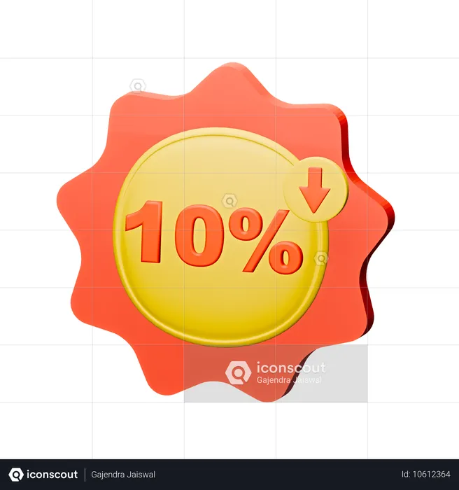 10%割引バッジ  3D Icon