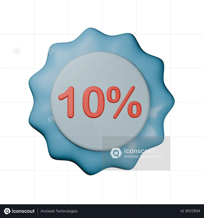 10% Discount Badge  3D Icon