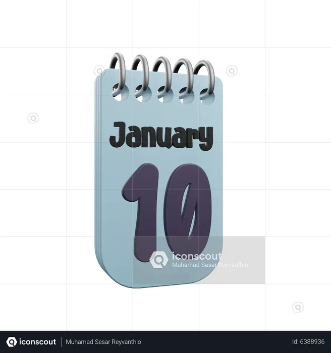 Calendario del 10 de enero  3D Icon