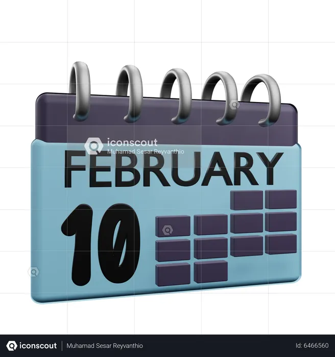 Calendario del 10 de febrero  3D Icon