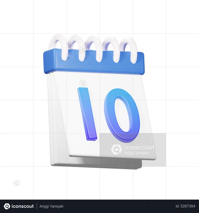 10 fecha  3D Icon