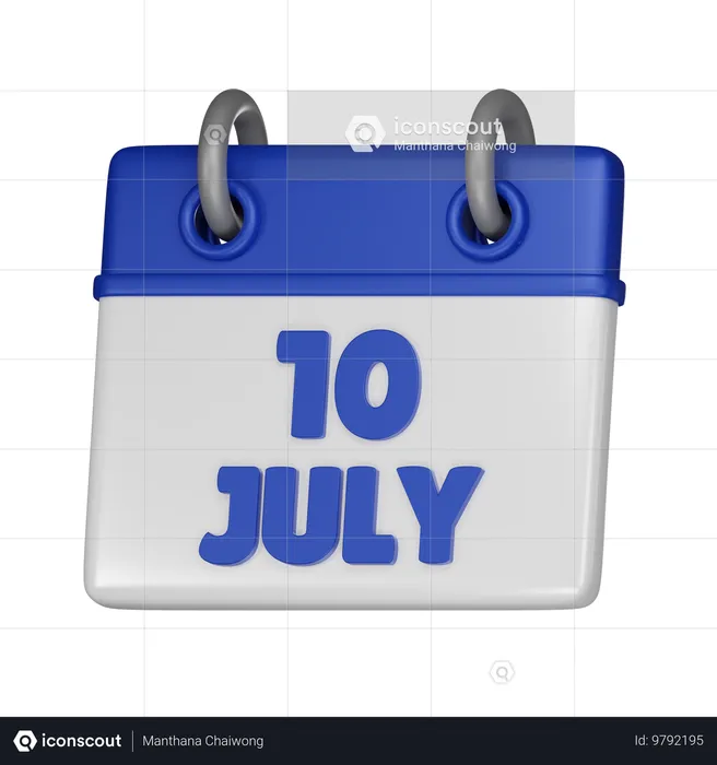 10 July  3D Icon