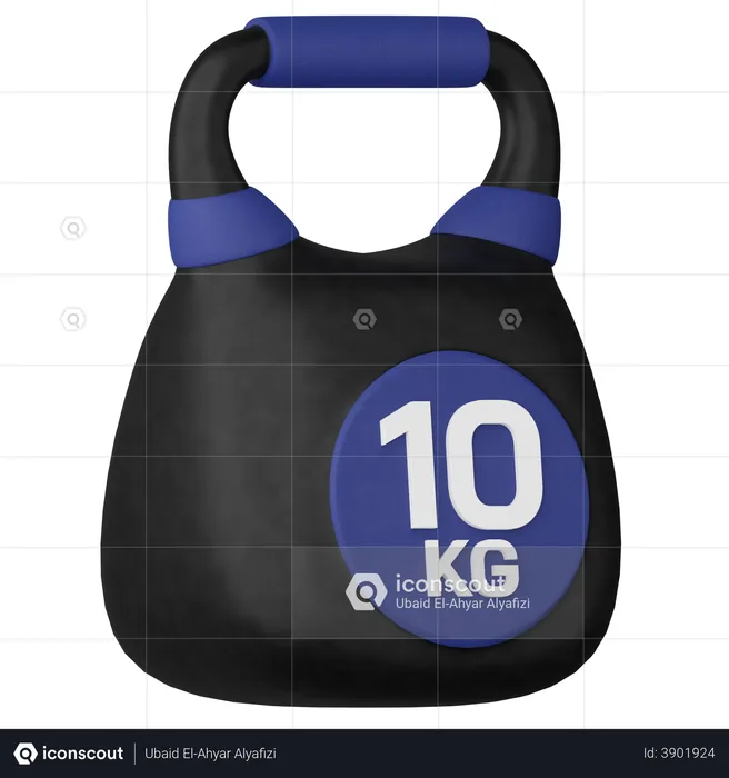 10 Kg Kettlebell  3D Illustration