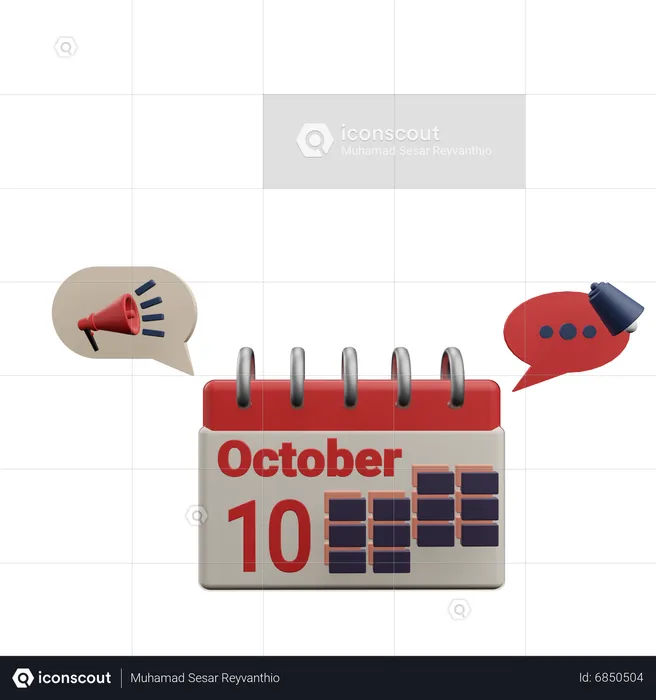10 october  3D Icon