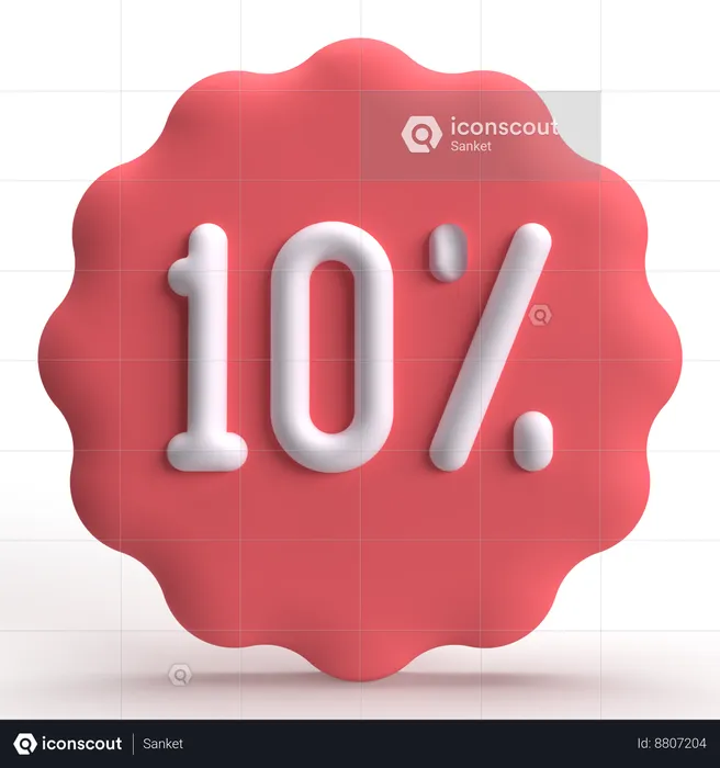 10 Percent  3D Icon