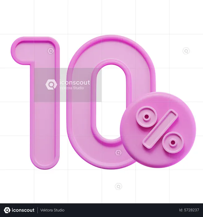 10 Percent  3D Icon