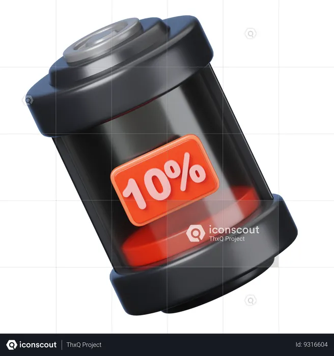 10 Percent Battery  3D Icon