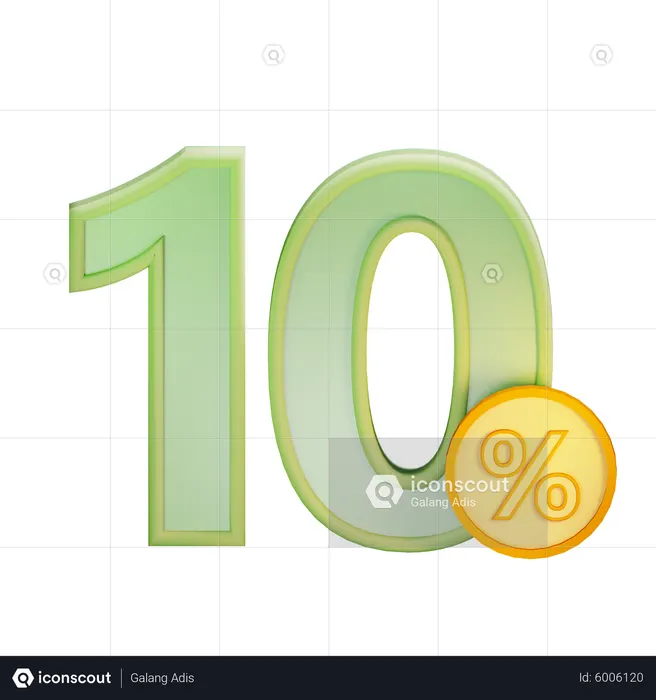 10 Percent Discount  3D Icon