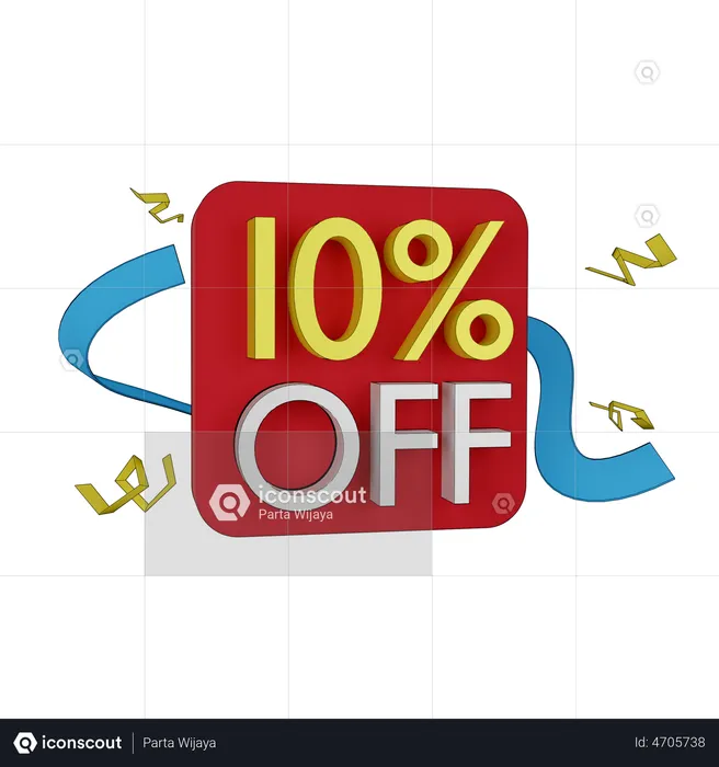 10 Percent Discount  3D Icon