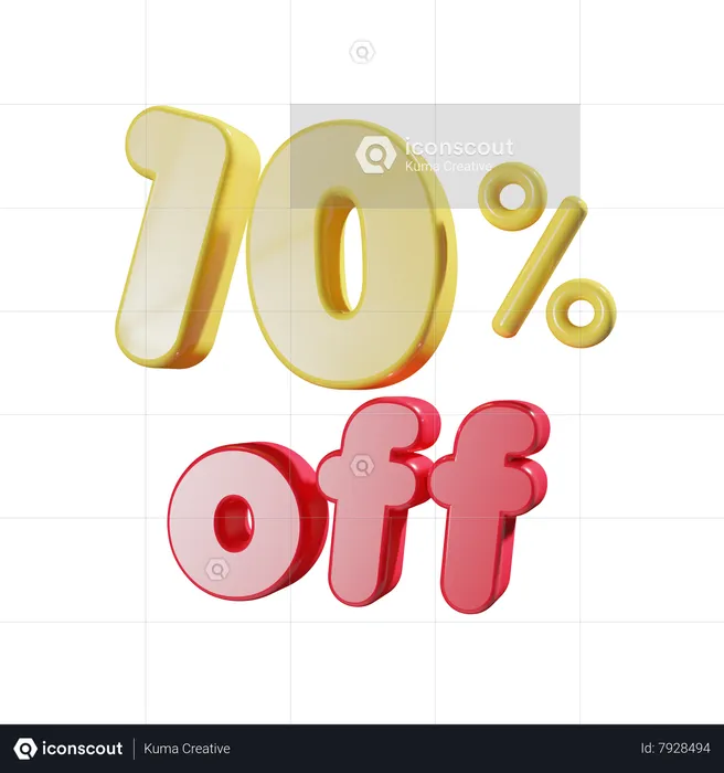 10 Percent Off  3D Icon