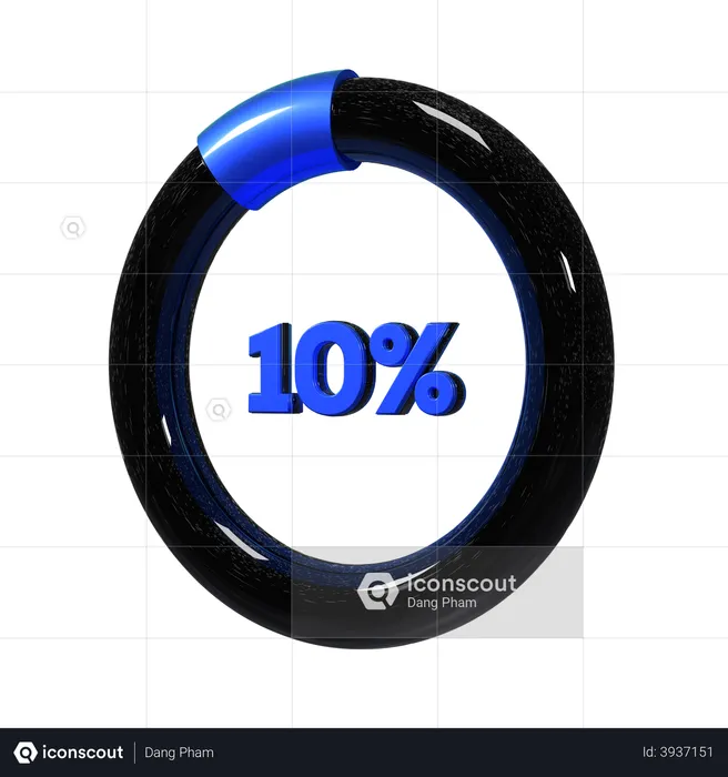 10 Percent Pie Chart  3D Illustration