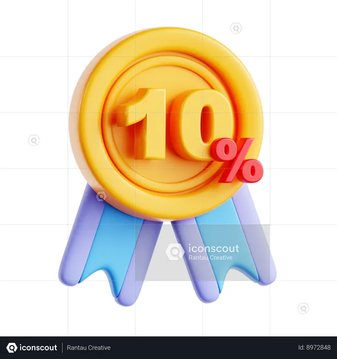10 Percentage  3D Icon
