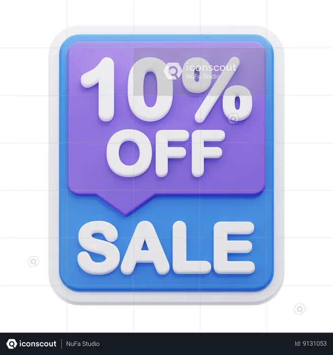 10 Percentage Discount  3D Icon