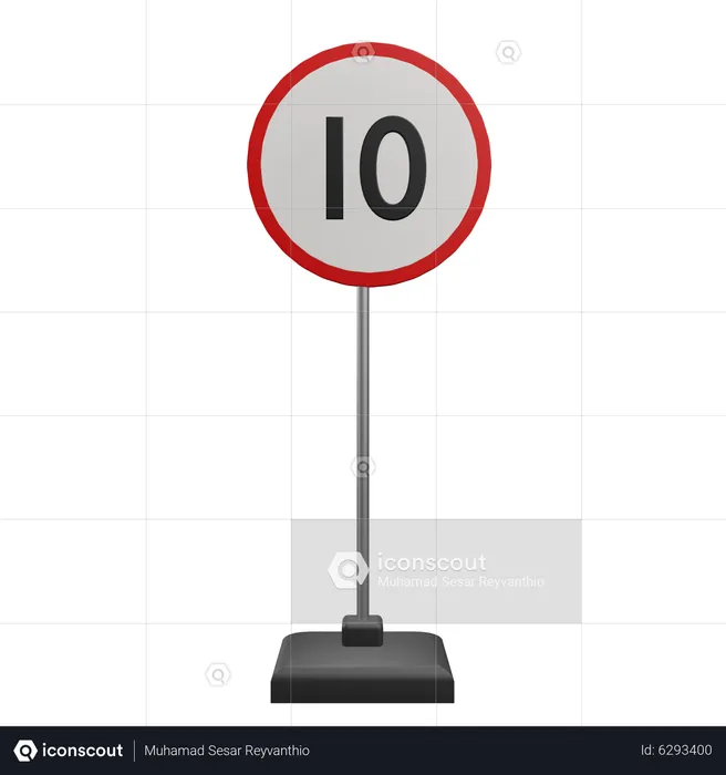 10 Speed Limit  3D Icon