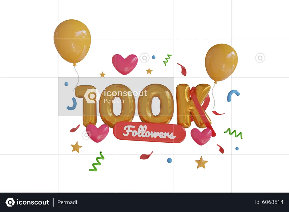 100 000 abonnés  3D Icon