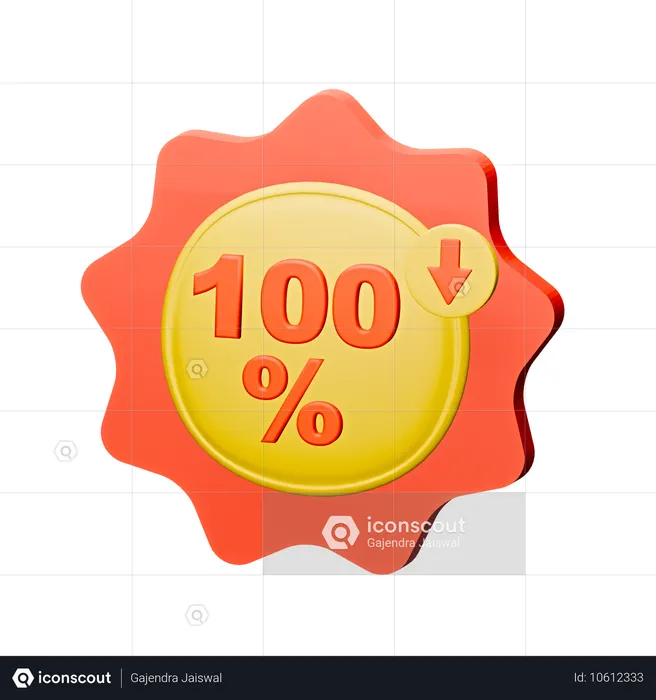 100%割引バッジ  3D Icon