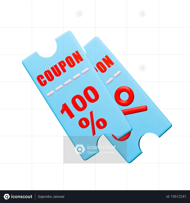 100% Discount Coupon  3D Icon