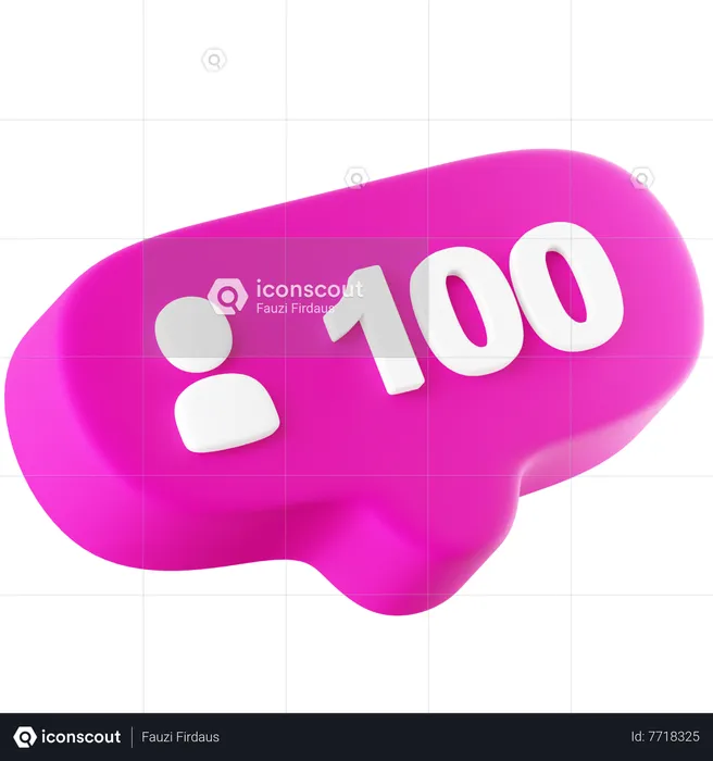 100 Follower Logo 3D Icon