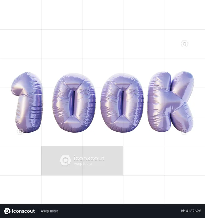 100 K Balloon  3D Illustration